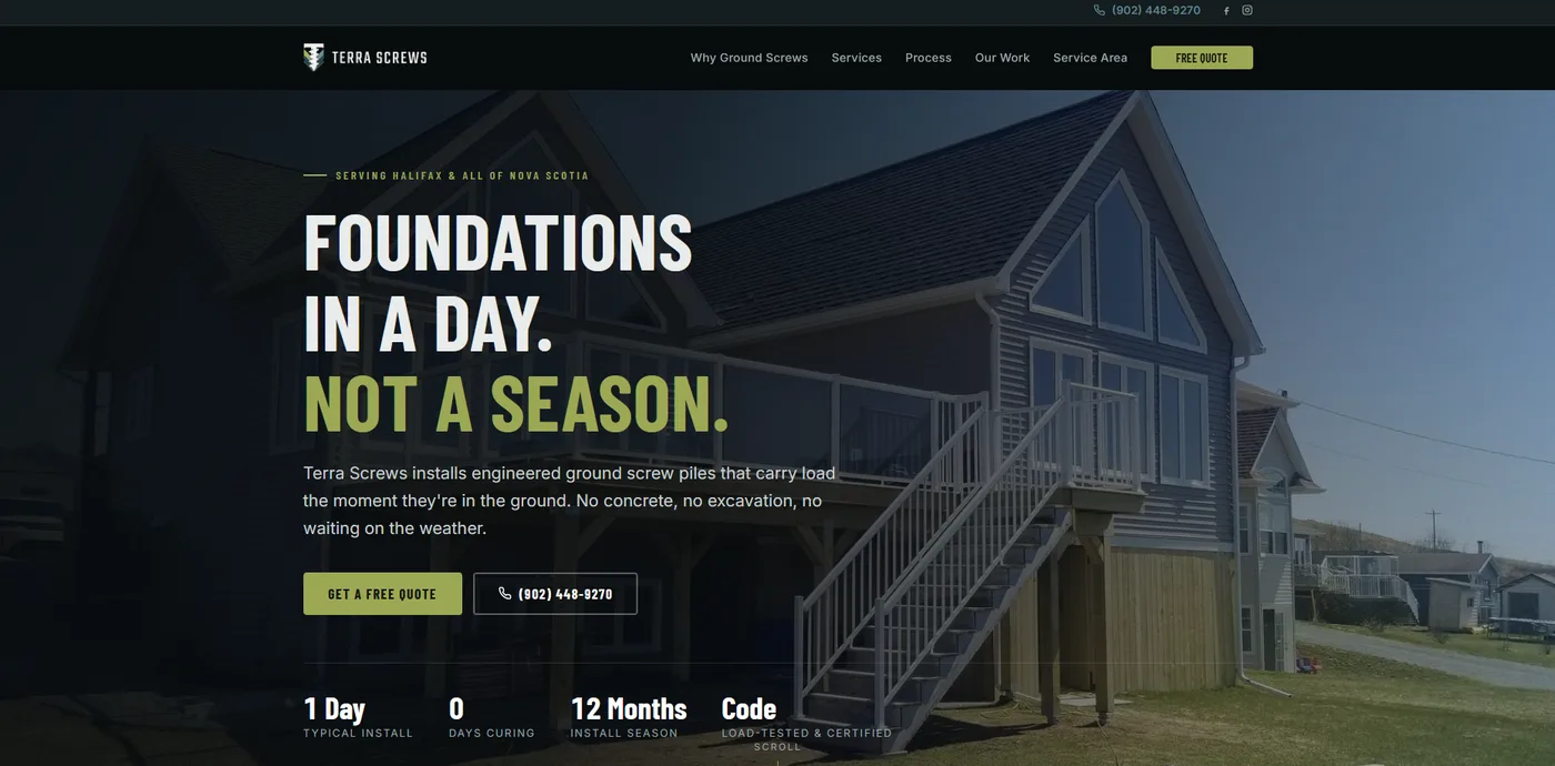Terra Screws website after the rebuild