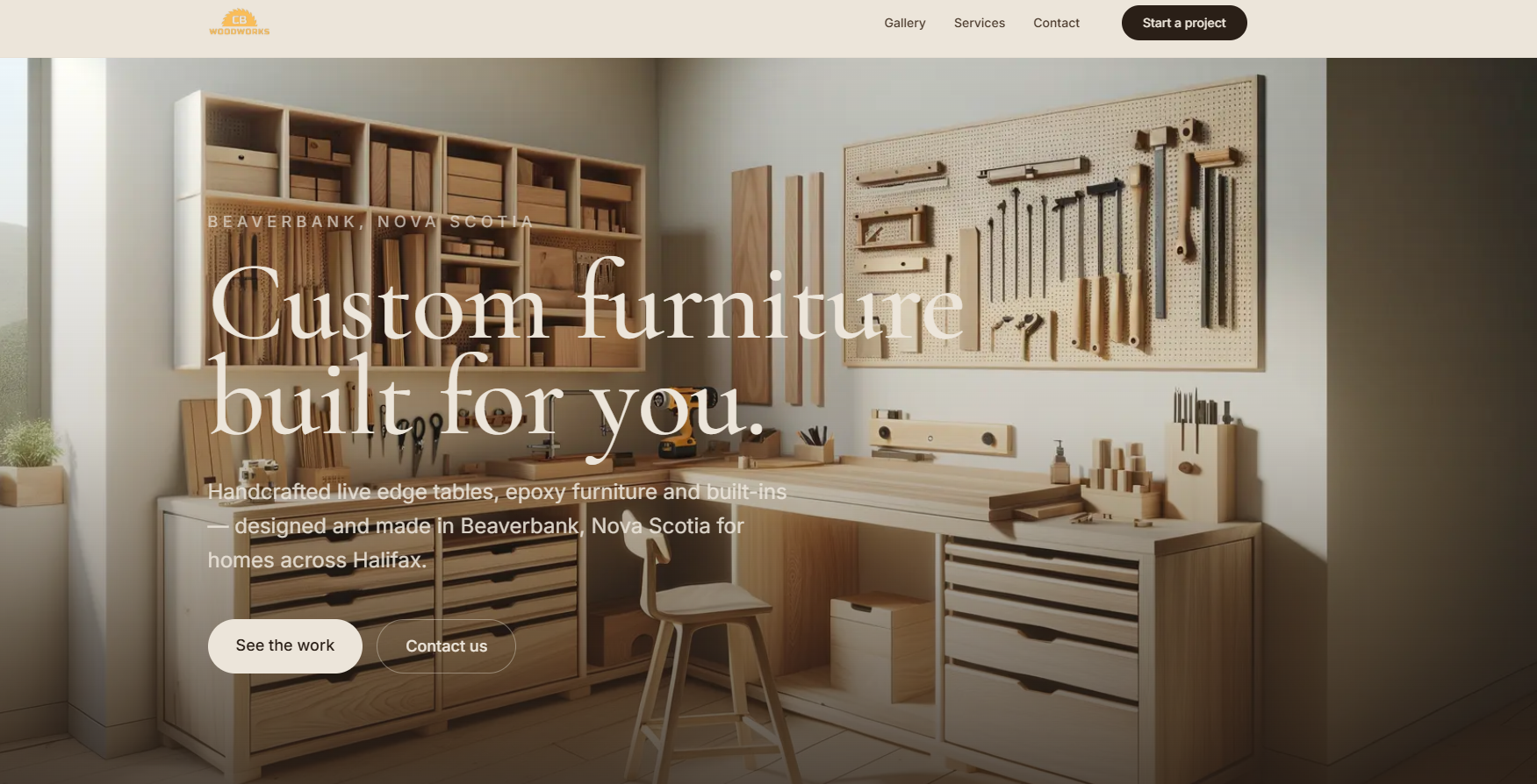 CB Woodworks website screenshot