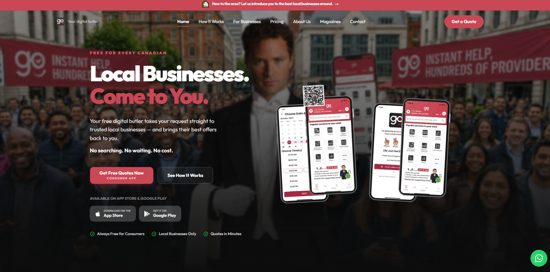 GoLocalQuote website screenshot