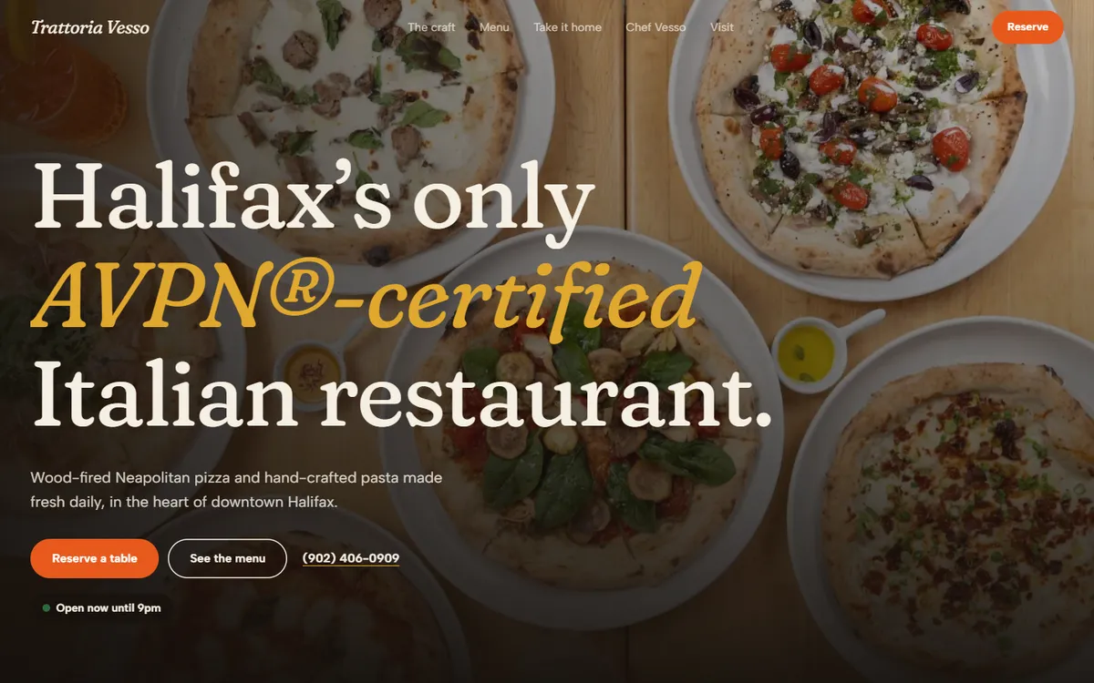 Concept redesign homepage for Trattoria Vesso