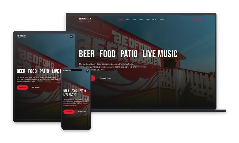 Bedford Beer Garden website design, built by Huddy Digital