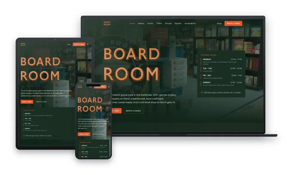 Boardroom website design, built by Huddy Digital