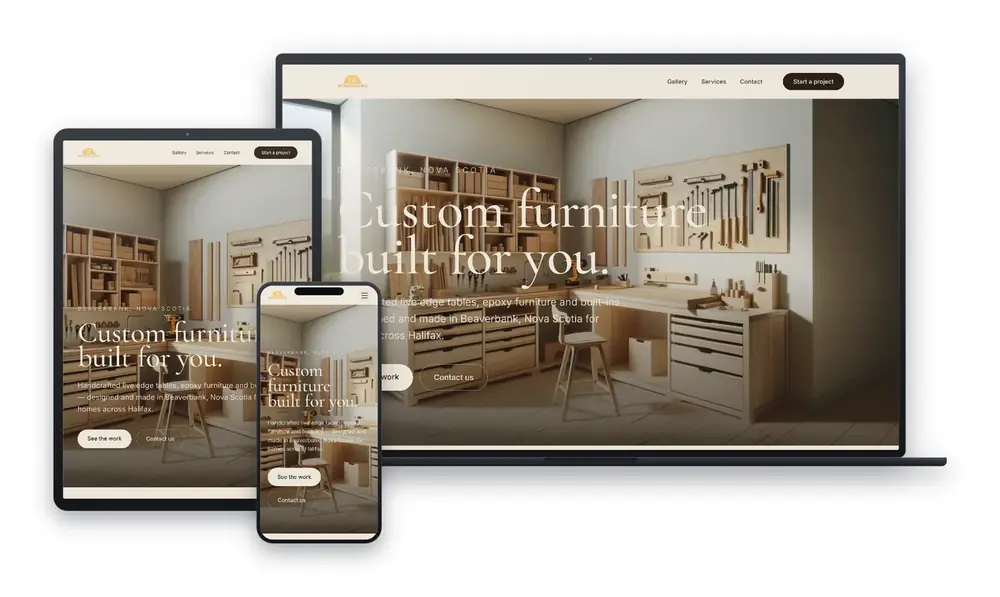 CB Woodworks website design, built by Huddy Digital