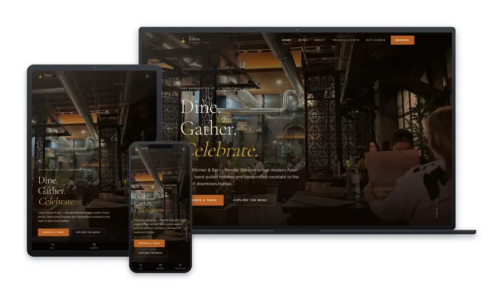Lotus Halifax website design, built by Huddy Digital