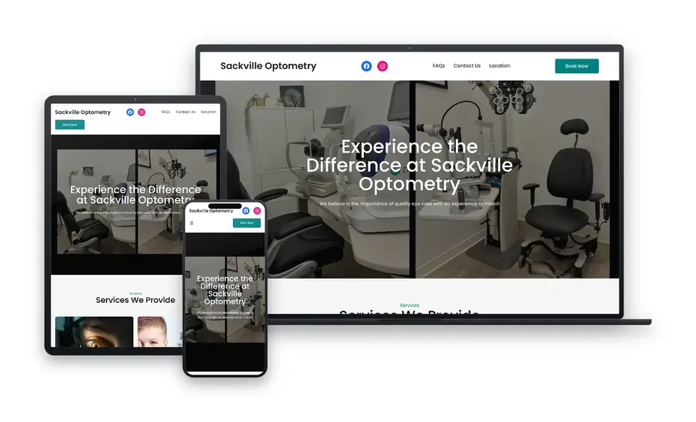 Sackville Optometry website design, built by Huddy Digital