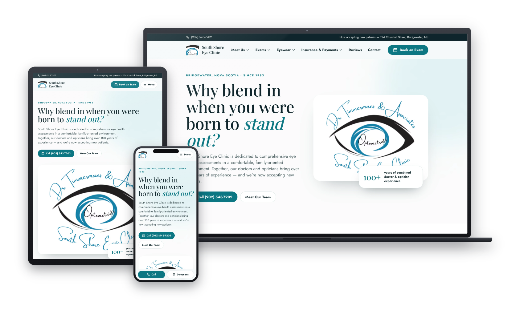 South Shore Eye Clinic optometry website designed by Huddy Digital