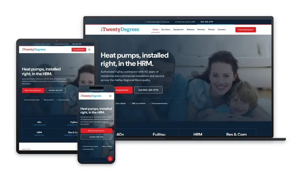 Twenty Degrees Ltd website design, built by Huddy Digital