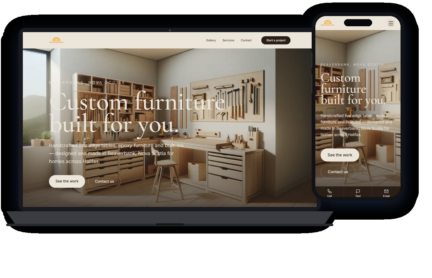 CB Woodworks website preview