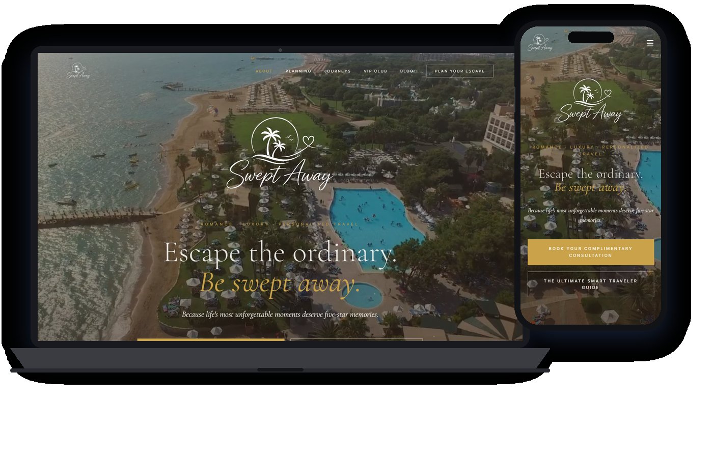 Swept Away Escapes website preview