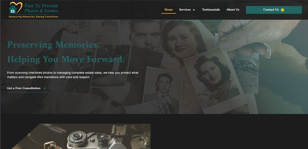 Past to Present Photos and Estates website screenshot