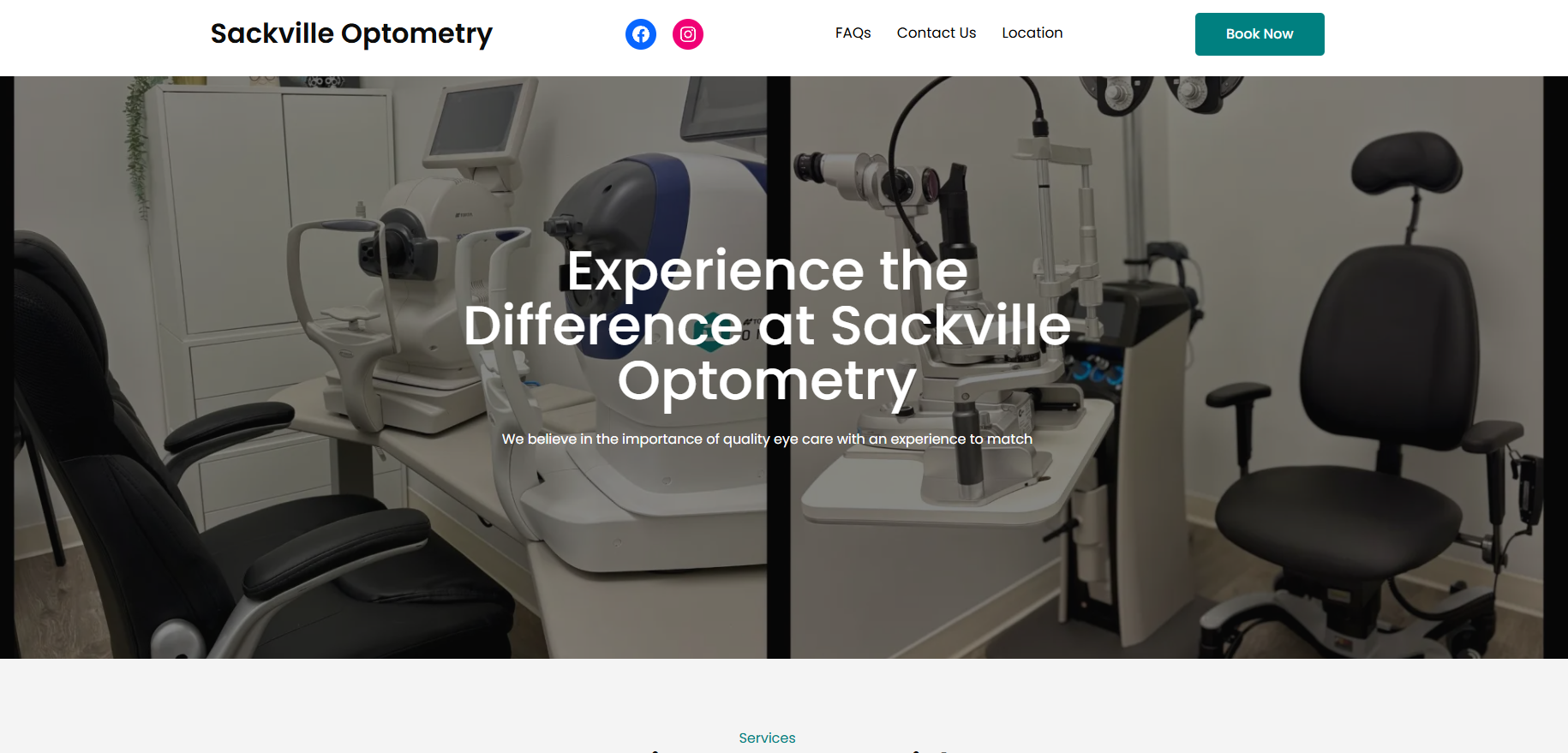 Sackville Optometry website screenshot